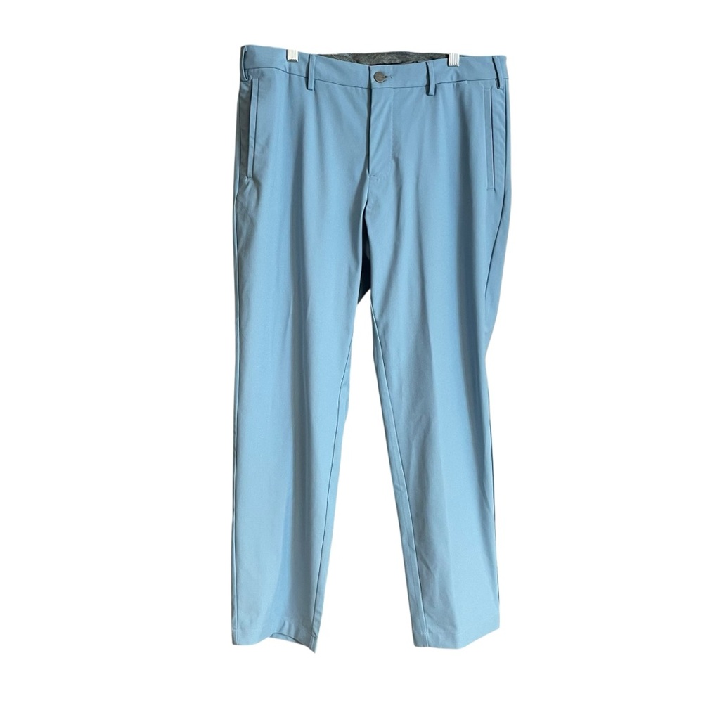 J Hilburn, R Cole light blue flat front 4 way stretch trousers 35